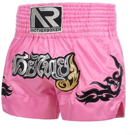 Yhenlovtt Pantalones cortos de entrenamiento para artes marciales mixtas, Muay Thai, con cintura elástica, para hombres y mujeres, combate, deportes, entrenamiento de fitness (rosa_XS)