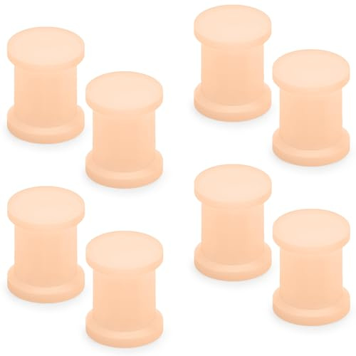 Pexveiuu 0G Solid Flesh Skin Tone Slicone Gauges Tunnels Plugs for Ears 0 Gauge 8mm Double Flare Rubber Plastic Gauges Tunnels Earrings Stretching Kit Piercing Jewelry Women Men 1/8 inch