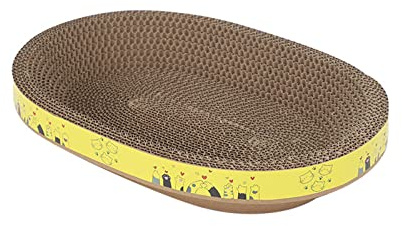 Geavonyg Cartometro Carta Ondulata A Forma Ovale per Gatto Gratta Graffi Graffi Pattinaggio Prodotti Raschietto Graffiante Mobili Animali Domestici Proteggere Letto Cartone Cartone