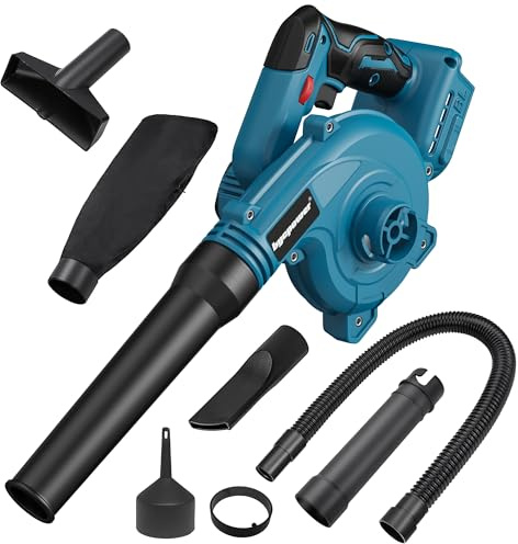 Akku Laubbläser für Bosch Professional 18V System Akku, 2-in-1 Elektrischer Hand-Laubbläser Gebläse und Staubsauger Geeignet für Räumen von Einfahrten, Terrassen und Schneeräumung...(Ohne Batterien)