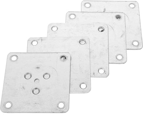 Veemoon 5Pcs Thickened Furniture Leg Attachment Plates 7X7Cm with 4 Holes Metal Sofa and Table Leg Mounting Connector Sofa Feet Fixing Hardware for Home Furniture