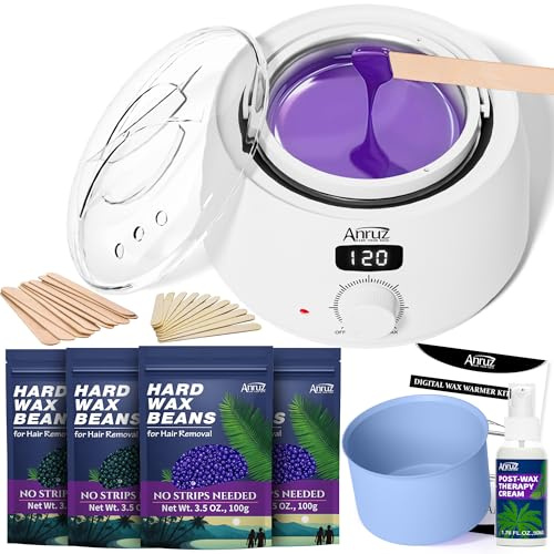 ANRUZ Premium Waxing Kit, Digital Wax Kit for Hair Removal | Wax Warmer Kit with 29 Items,Wax Pot for Waxing Professional -at Home Wax Machine for Full Body Waxing