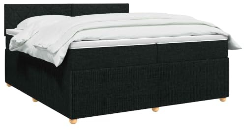 vidaXL Kontinentalsäng med madrass Svart 200 x 200 cm Tyg