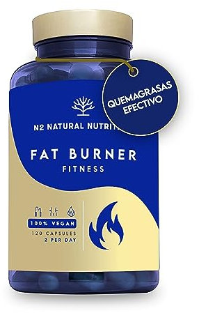 Quemagrasas 100% Natural Termogénico y Supresor de Apetito. 120 Cápsulas Pre Entreno con L-Carnitina, Guaraná, Café Verde y Té Verde. Para Pérdida de Peso y Rendimiento. Vegano N2 Natural Nutrition.