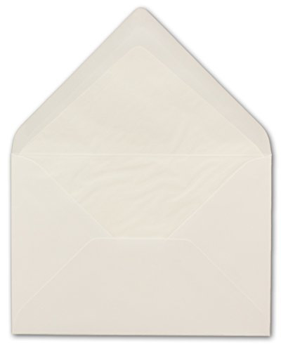 75 DIN B6 Briefumschläge Natur-weiß mit weißem Seidenfutter - 12,5 x 17,6 cm - 100 g/m² Nassklebung Matt ohne Fenster von Ihrem Glüxx-Agent