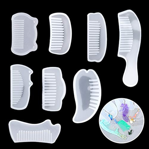 Rolin Roly 8PCS Combs Resin Molds Comb Epoxy Silicone Mold UV Resin Casting Mould DIY Casting Moulds for Jewelry Craft Making Handmade