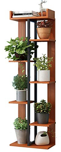 7-Tier Hohe Plant Stand Indoor or Outdoor Modern Blumentreppe aus Holz und Metall Pflanzentreppe für Innen Außen Garten Pflanzenregal Blumenregal Wohnzimmer Bonsai Dekor