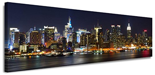 picturado canvastavla New York City skyline 120x40cm 5715 - vaegbild NYC panorama traeram konsttryck