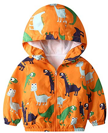 JinBei Barnkappa vindjacka med huva, lätt, 1–7 år, Gul, 2-3 år