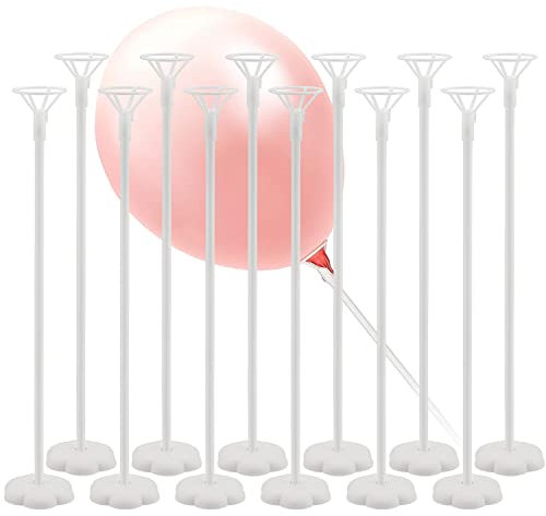DELSEN 12 Set Balloon Stand Kit - Reusable Sticks and Cups, Column Stand Kit With Base for Birthday, Wedding, Anniversary, Graduation Party Decorations