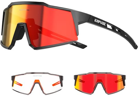 KAPVOE Photochromic Cycling Glasses MTB Clear Mountain Bike Transition Bicycle Sunglasses for Men Women - K9022