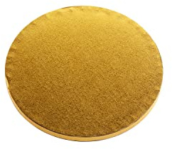 Dekora - Base para Tartas Redonda - Diámetro 25 cm - Bandeja de Cartón Rígido Recubierto con Papel de Aluminio - Apto para Contacto Alimentario y Reutilizable - Color Dorado