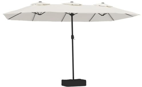 Parasol de jardin à double tête avec LED blanc sable 449x245 cm