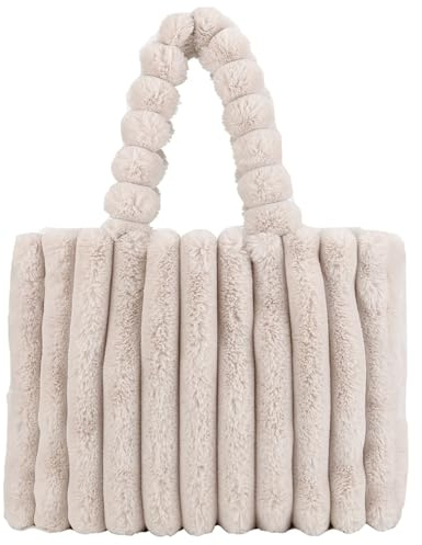 Borsa in Pelliccia Pelosa Borsa in Peluche Di Grande Capacità Per Donna Borsa Invernale in Pelliccia Tinta Unita Calda a Righe Borsa Pelosa Borsa in Peluche Borsa Invernale Borsa in Pelliccia Borsa