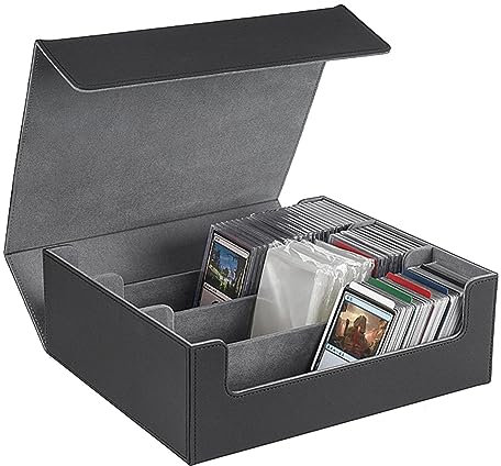 LEWITORS Magnetische Sammelkartenbox für 1800+ Karten Deckhülle seitlich/oben beladbar, Aufbewahrungsbox mit Spielkartenhalterung Kartenaufbewahrungsbox, Spielkartenbox, Schwarz
