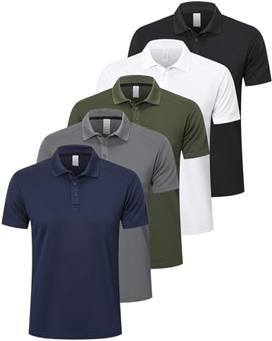 ZENGVEE 1/3/5 Pack Men's Polo Shirts Short Sleeve Quick Dry Breathable Top | Lightweight Moisture-Wicking golf polo shirt, Workout Tops, For Gym, Running, Sports, Work & Daily Casual Wear