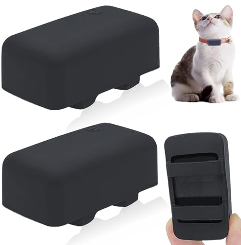 Set med 2 silikonhållare, kompatibel med Tractive Cat Mini Tracker-spårare, anti-repskydd, säkra och robusta gummitillbehör för hund, husdjurshalsband (svart) | Gummifodral för hundar och katter, repskydd, robust och robust för GPS-lokaliserare