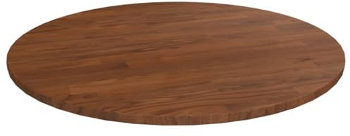 FOZICV Ø 60x1,5 cm Runde Tischplatte Couchtischplatte Bartisch Platte Massivholzplatte Ersatztischplatte Holzplatte Esstischplatte Dunkelbraun Massives Eichenholz