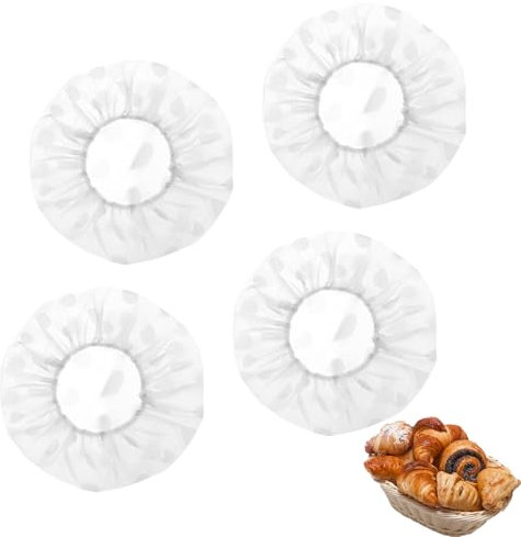 4 Stück Abdeckhauben für Lebensmittel Wiederverwendbar Abdeckhaube Gärkorb Gärfolie Teig zum Abdecken Gärfolie Brot Backen Zubehör Rund Gärhaube mit Gummizug Sourdough Abdeckung Frischhaltehauben