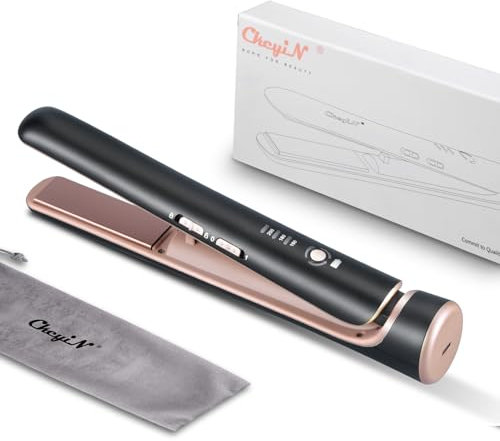 CkeyiN 2 in 1 Wireless Straighteners, Cordless Hair Straighteners and Curler with USB Charging, 3 Temperature Levels & Fast Heat Up, 5200mAh Long Battery Life Portable for Travelling Flat Iron