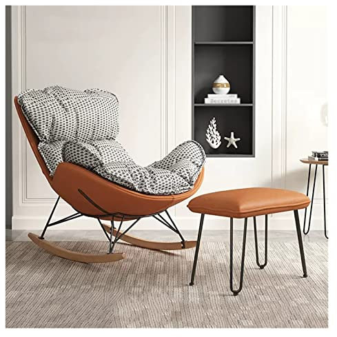 Modern grå stoppad glidstol med ottoman för vardagsrum bekväm amningsstol med tjock kudde och snygg design