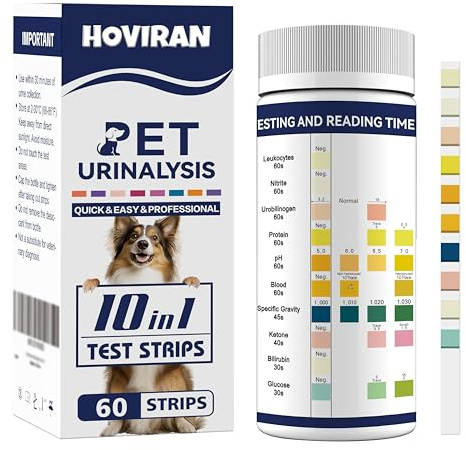 Bandelettes de test urinaire 10 en 1 pour chats et chiens, kit de test d'infection urinaire pour chats et chiens, bandelettes réactives pour analyse d'urine d'animaux domestiques : diabète, glucose, n