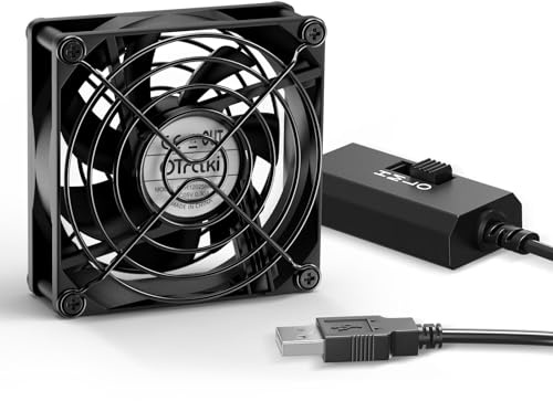OTraki Ventilateur USB 80mm avec 3 Vitesse Réglable, Ventilateurs PC 8cm 5V USB Cooling Fan pour Ordinateur Portable/PS5/PS4/TV Box/Routeur/Récepteur/Projecteur
