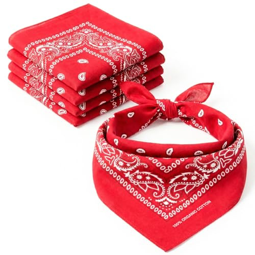 Keystone Peak KP Bandana - 100% Coton & Fibres Naturelles - Foulard Sans Polyester - Qualité Supérieure - Doux, Durable et Lavable en Machine - Bandana Homme - Unisexe et enfants - 5 Pack