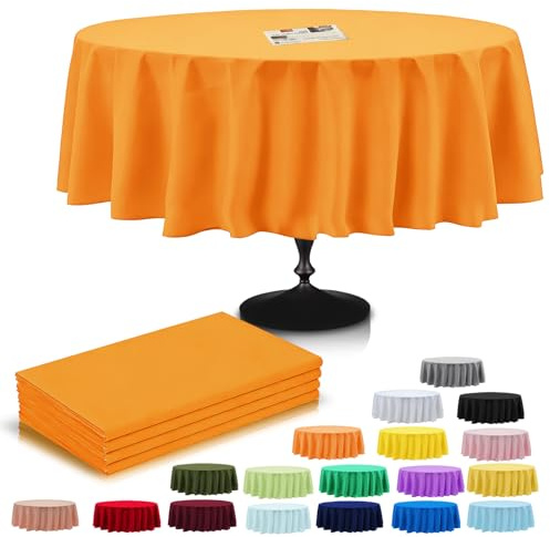 Confezione da 4 tovaglie in plastica arancioni per tavoli rotondi, 213 cm, grandi tovaglie decorative di carta per feste, usa e getta, per picnic, Halloween, compleanni, Natale