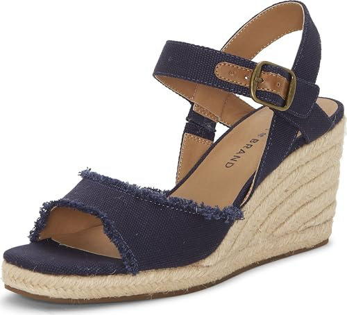 Lucky Brand Mindra Espadrille sandal med kilklack för kvinnor, Indigo, 40.5 EU