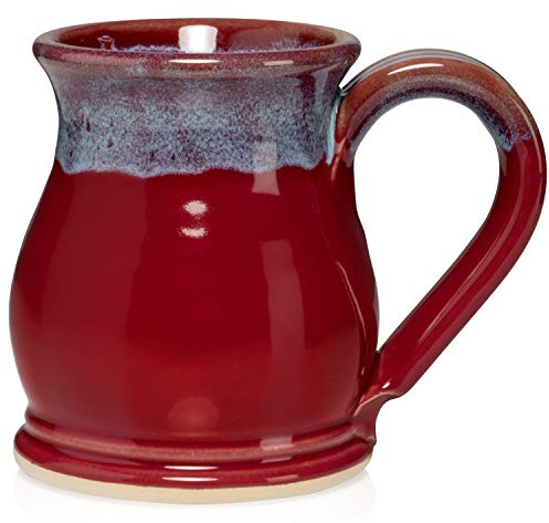 Uncommon Clay 16oz Potbelly Coffee Mug Handmade in the USA (Red/Blue)