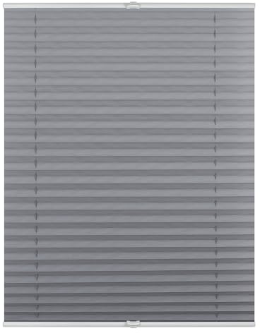ROOMY Plissee Klemmfix, verspannt, Blickdicht, Sichtschutz Sonnenschutz Jalousie Grau, 70 cm x 130 cm (B x L)