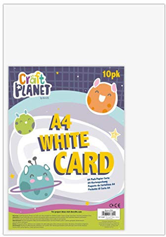 Craft Planet White Card A4 210gsm 10 Sheets, Essential Art Supplies, Paper Crafts Crafting, Plain Sheets, Blank, Stationery Supplies, A4 Cardstock
