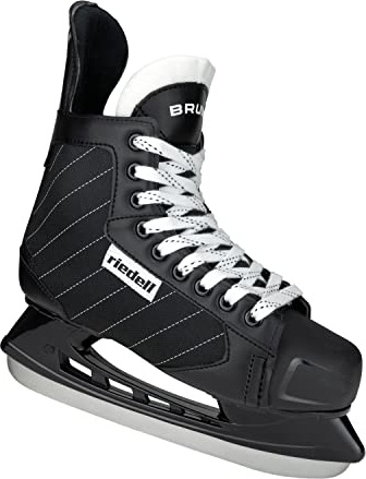 Riedell Bruin Ice Skates - Durable, Comfortable Ice Hockey Skates for Men and Women with Rugged Foam-Padded Uppers and Stainless Steel Blades - Black, Size 8