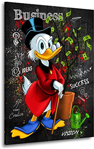 Kunstgestalten24 Leinwandbild Wandbild Comic Dagobert Geldbaum Pop Art Style Kunstdruck Raum- u. Wanddekoration Übergrößen