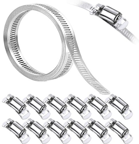 Deecam 4M Schlauchschellen mit 12 Stück Befestigung, 304 Edelstahl Schlauchschellen, Schlauchklemme Bandbreite: 12,5mm, Rohrschelle für Haushaltsgasrohre, Wasserrohre, Automobilrohre, etc.