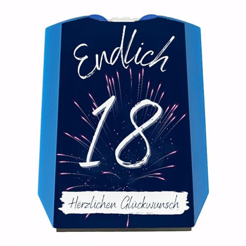 speecheese Endlich 18 Parkscheibe mit Spruch Herzlichen Glückwunsch eine dekorative Parkscheibe zum achtzehnten Geburtstag Führerschein Endlich 18 Eiskratzer Auto Volljährig