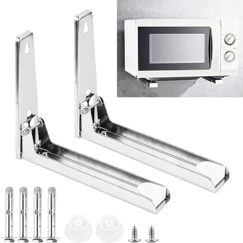 Microwave Holder Wall,Microwave Holder Wall Made of Stainless Steel Microwave Holder,Universal Microwave Wall Holder Foldable Microwave Stand Holder for Kitchen Shelf Oven