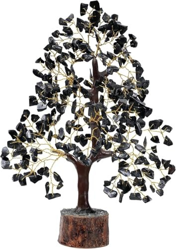 Wonder Care Turmalina negra, árbol de chakra de la vida, árbol de cristal, energía positiva, hecho a mano, amuleto de la suerte, curación, chakra, regalo de riqueza, decoración Feng Shui, 300 cuentas