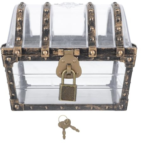 WRITWAA Pirate Treasure Chest Toy for Kids Transparent Plastic Treasure Box for Party Favors Kids Birthday Storage and Decoration