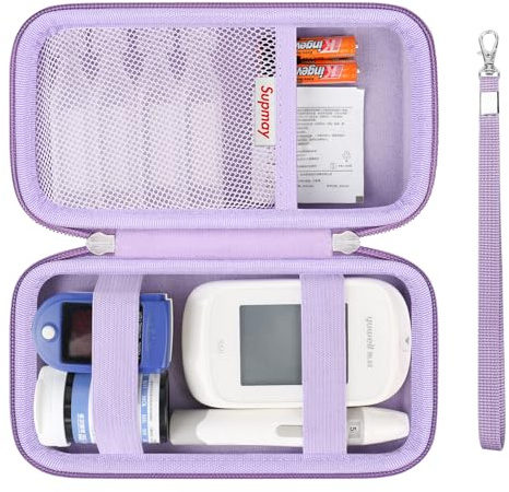 Supmay Diabetic Supplies Hard Case Diabetic Supply Organizer Bag Carrying Case for Diabetes Testing Kit Blood Glucose Monitor Kit with Blood Sugar Glucometer Test Strips Lancing Device Lancets, Purple