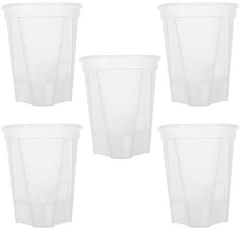 Toddmomy 5Pcs Transparent Self Watering Orchid Pots, Automatic Water-Absorbing Planters for Indoor Plants, Home and Office Use, 6 Inch Diameter, Pp Material