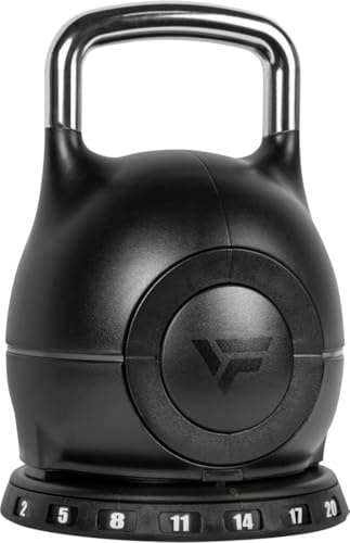 VirtuFit Pesa rusa ajustable 2/20 kg | Construcción de acero resistente | Entrenamiento funcional, crossfit y deportes de fuerza | Mango ergonómico | Negro