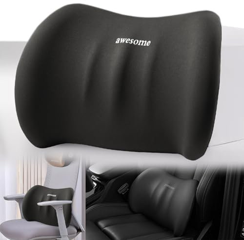 Lendenkissen Auto, Lendenkissen Bürostuhl, Rückenstützkissen, Ergonomisches Lendenwirbelkissen Auto, Lordosenstütze Auto aus Memory Foam, für Autositze, Bürostuhl, Rollstuhl (Schwarz)