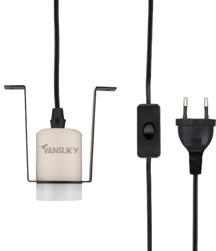 VANSUKY Soporte para lámpara de calor para reptiles con enchufe de la UE – Portalámparas de cerámica E27 giratorio 360 ° para lámparas de calefacción por infrarrojos, resistente al calor para