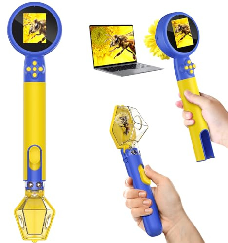 Microscopio portatile per bambini Wonder Quest con cattura insetti, schermo da 2 pollici, per bambini, HD 500X STEM Science Toy con luci LED, per bambini dai 3 ai 12 anni, regalo di compleanno per