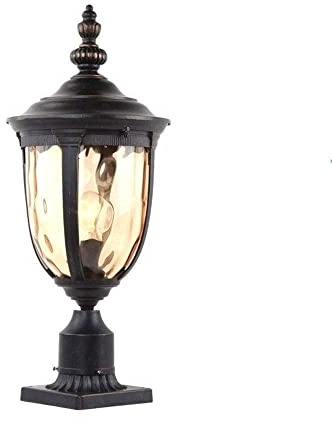 Genérico Lámpara de valla europea con pantalla vidrio ondulado, iluminación poste, base montaje en muelle, luminaria calle for porche, patio y camino(Height:16.9inch/43cm)