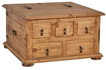 MiaMöbel Truhentisch Mexico 81x47x81 cm Mexico Möbel Landhausstil Massivholz Pinie Honig