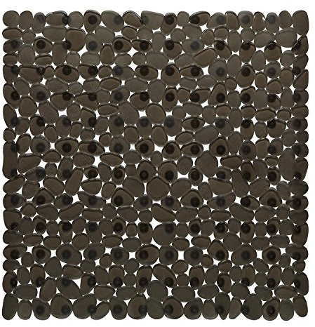 Alfombra de Ducha antipresbaladiza de Piedras cuadradas Alfombra de baño antibacteriana de Seguridad Estera de succión para Ducha o bañera, 54x54 CM, Negro