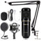 ZINGYOU Condenser Microphone Kit, BM-800 Mic Set with Adjustable Mic Suspension Scissor Arm, Metal Shock Mount and Double-layer Pop Filter for Studio Recording & Broadcasting(Black)